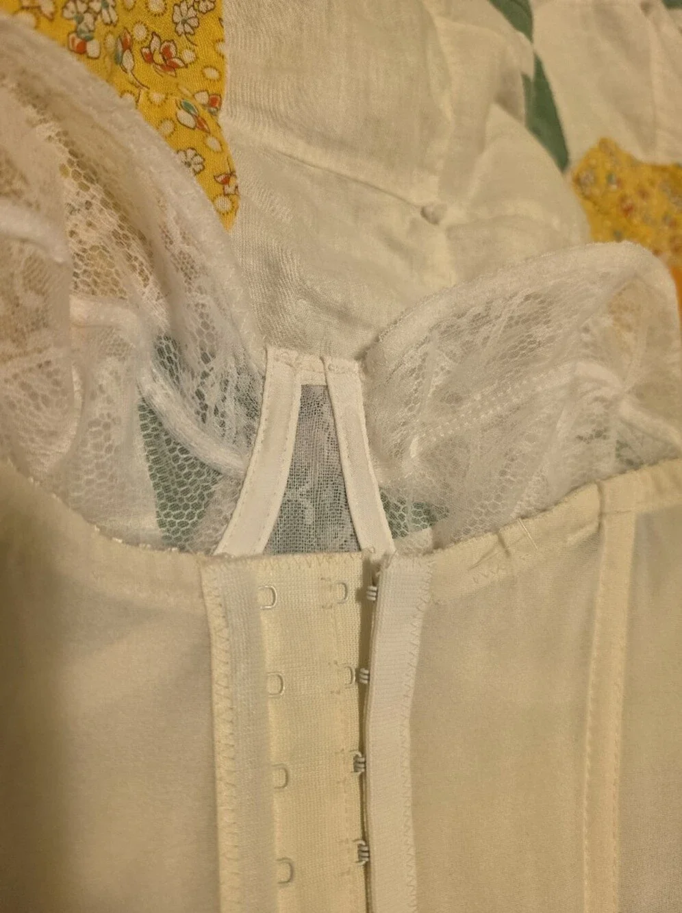 Vtg 70's 80's Dior White Lace Longline Bustier Corset Top Coquette Bridal Rare